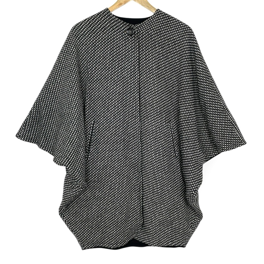 Vintage Robbie Sport Micro Check Knit Cape Womens S Pockets‎ Academia Minimalist
